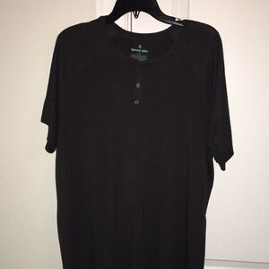 Tommy John Charcoal Gray Soft mens 3 Button soft Short sleeve Tee T shirt L/G